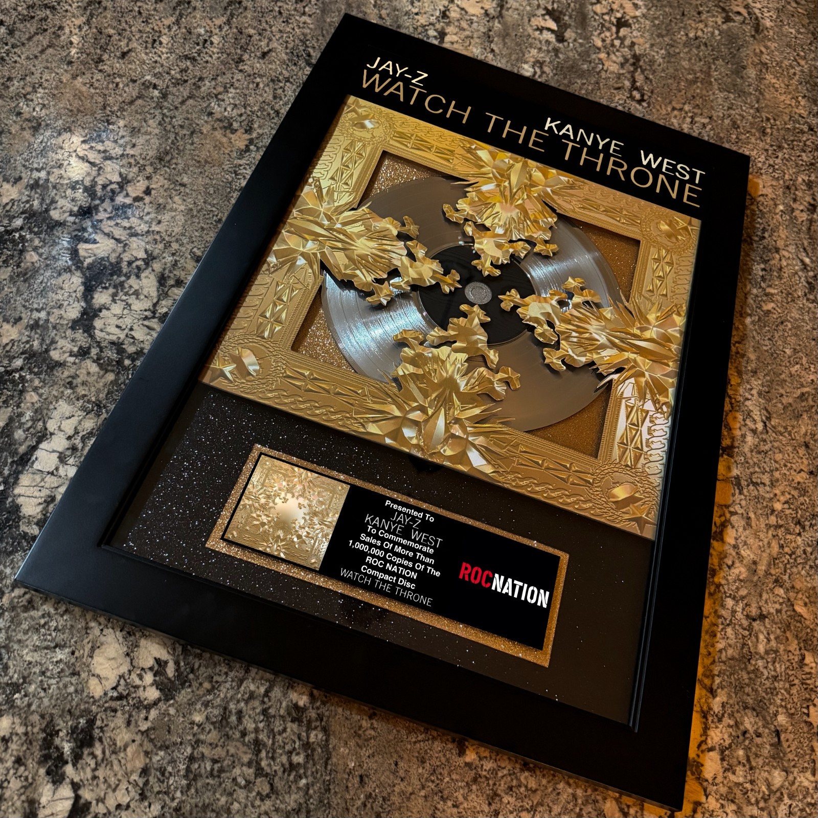 BIG JAY-Z / Kanye West Watch The Throne Platinum Music Award Vinyl LP Record CD