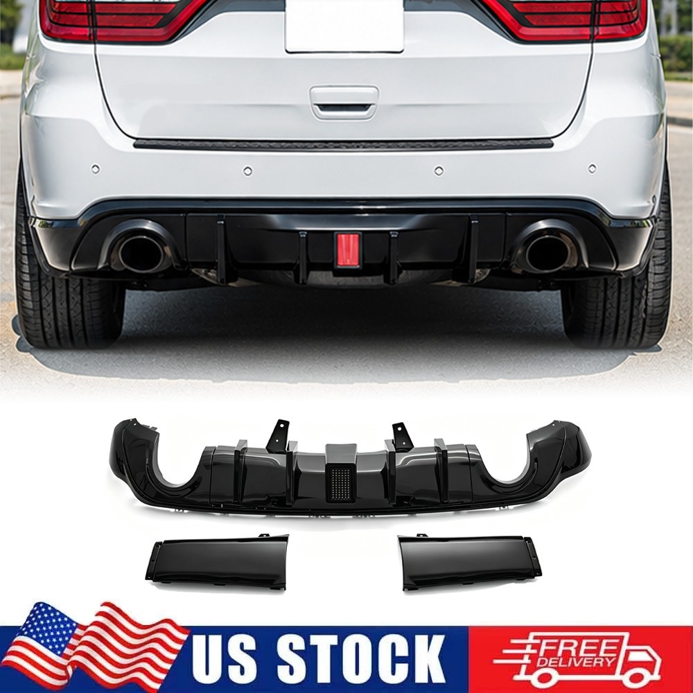 Gloss Black Rear Bumper Lip Diffuser W \ LED For 2011-2026 Dodge Durango R/T SRT