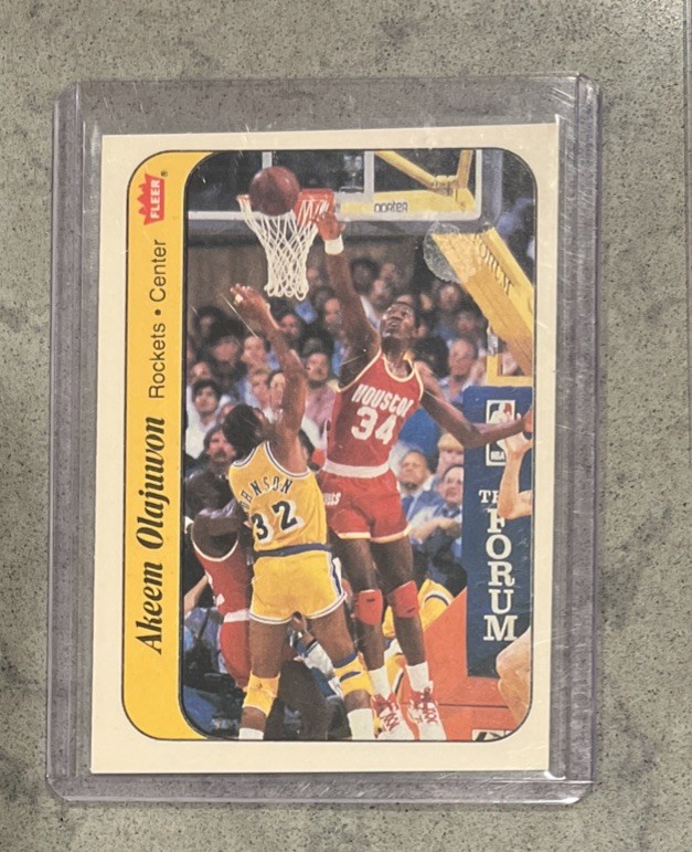 Fleer 1986-87 Akeem Olajuwon Houston Rockets Sticker Card 9 of 11 Fleer 1986-87 Akeem Olajuwon Houston Rockets Sticker Card 9 of 11