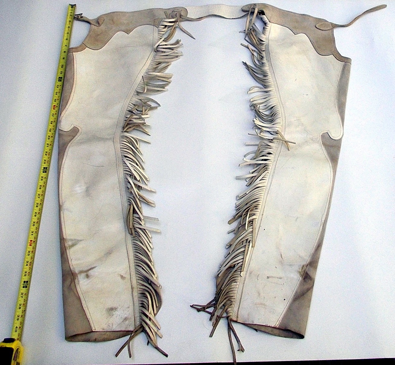 Vtg Leather Chaps Cowboy Rodeo FRINGE Zipper