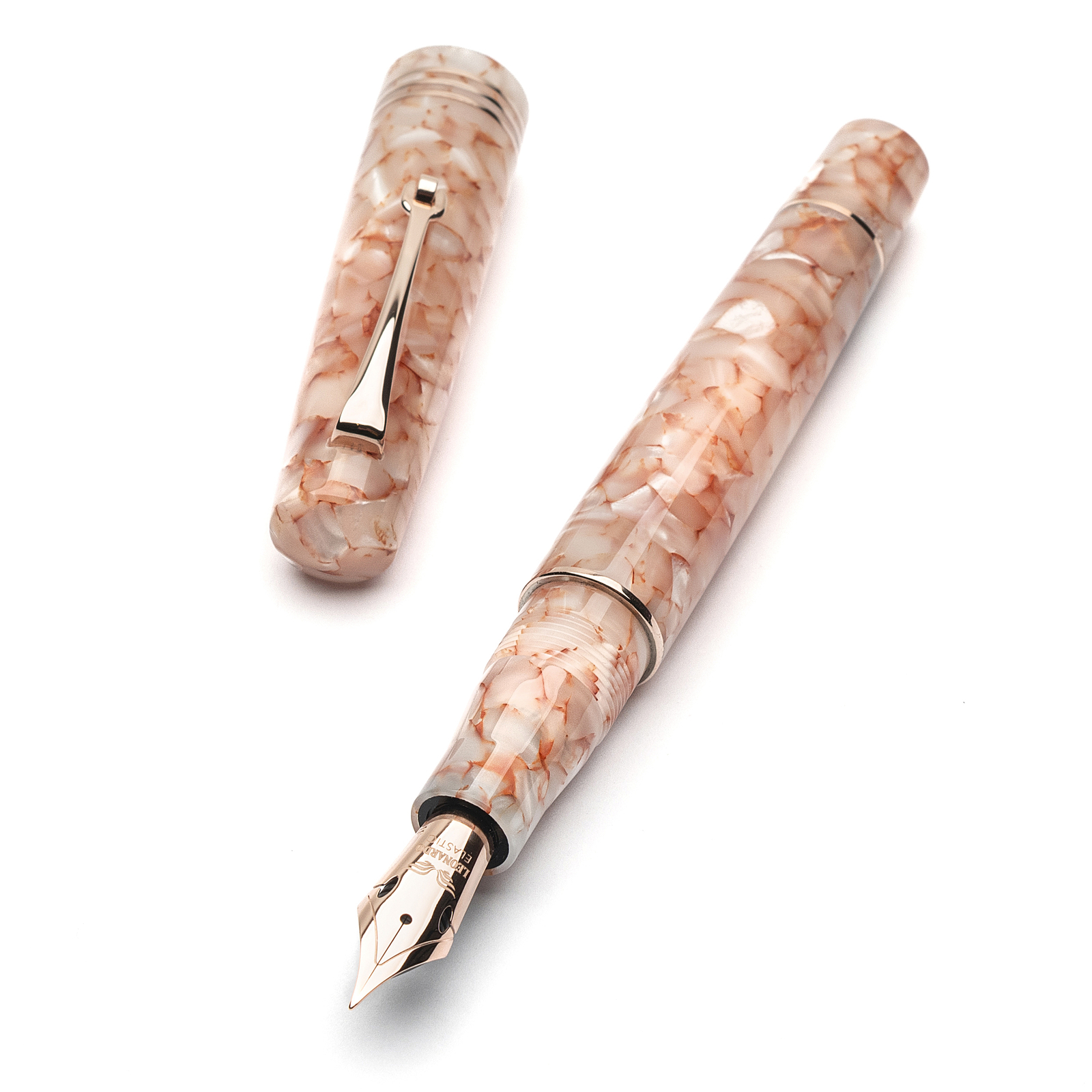Leonardo Momento Zero Fountain Pen in Angel Skin with Silver Trim, Medium Nib