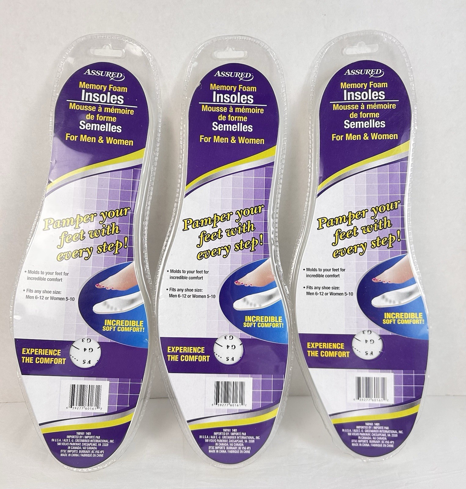 New Assured Memory Foam Shoe Mens 6-12 & Womens 5-10 Trimmable Lot of 3 Pairs New Assured Memory Foam Shoe Mens 6-12 & Womens 5-10 Trimmable Lot of 3 Pairs