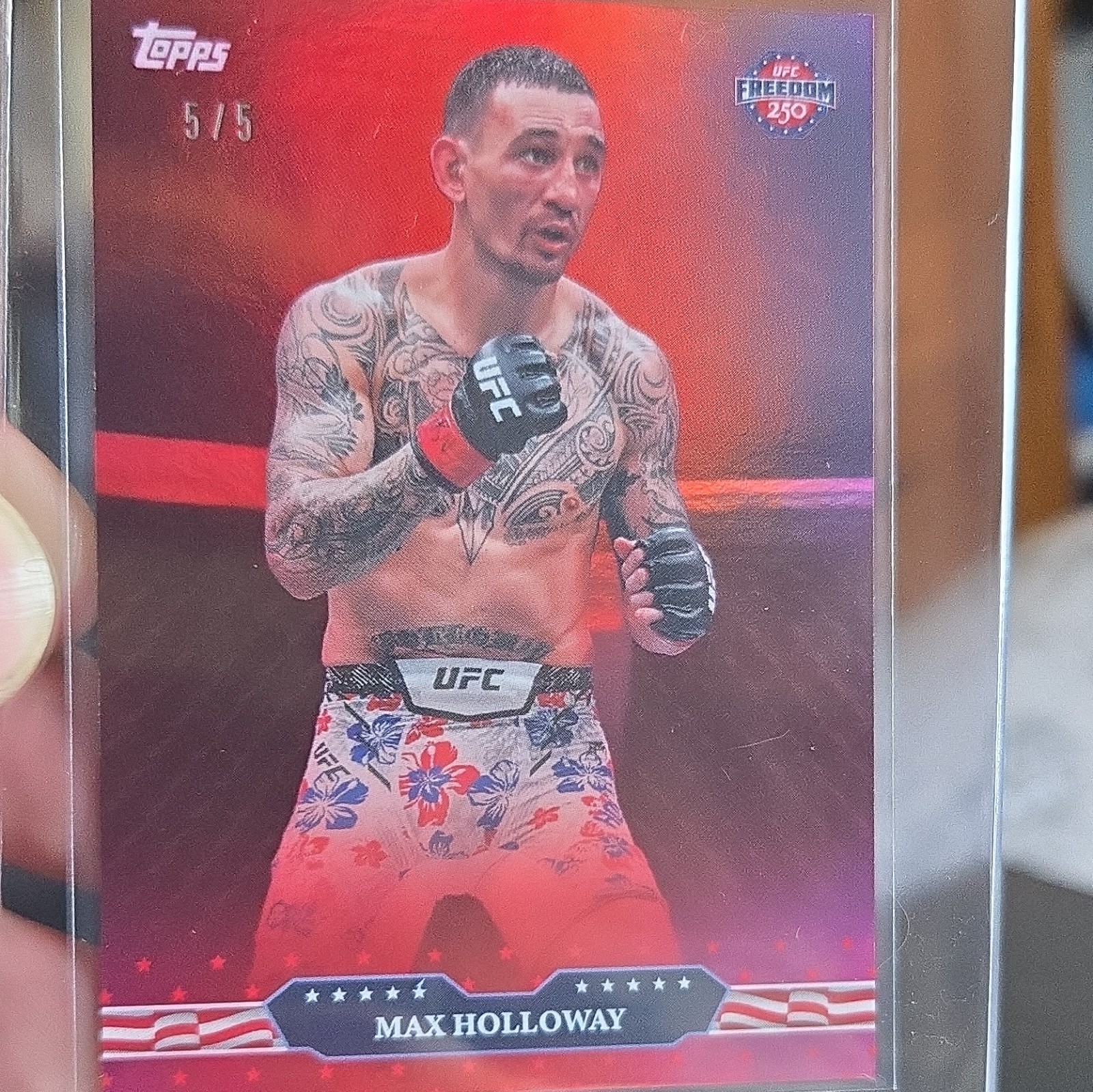 PRE ORDER PSA GRADED Topps 2026 UFC Freedom 250 Max Holloway Red Card /5 PRE ORDER PSA GRADED Topps 2026 UFC Freedom 250 Max Holloway Red Card /5