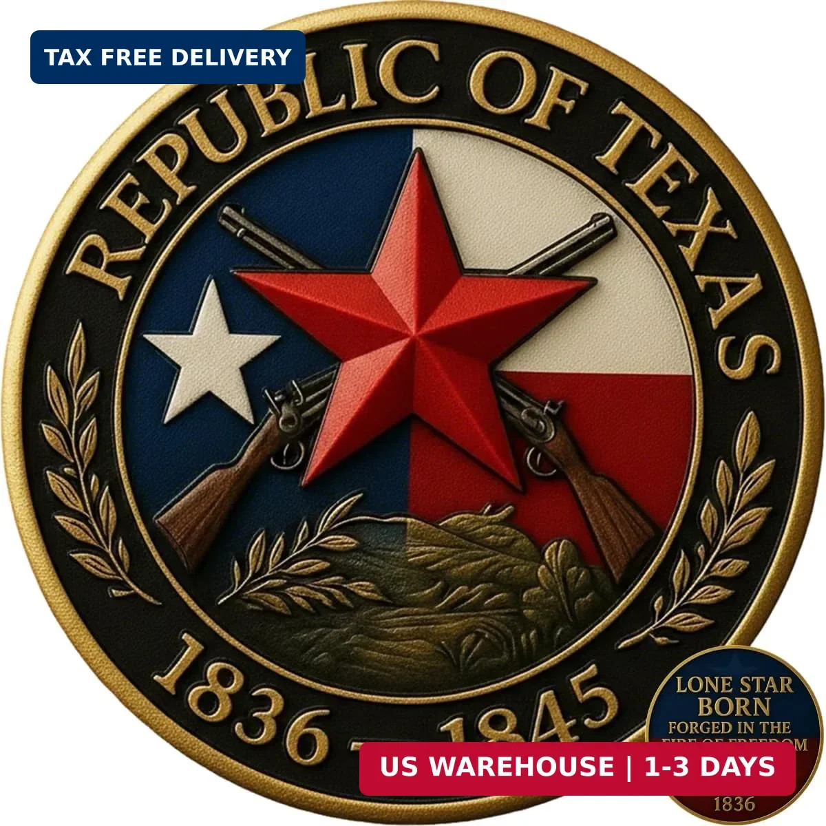 Republic of Texas Legacy Coin, Lone Star Texas Commemorative Challenge Coin, 183 Republic of Texas Legacy Coin, Lone Star Texas Commemorative Challenge Coin, 183