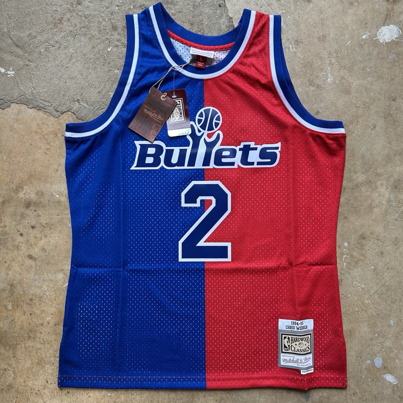 New Mitchell & Ness Chris Webber Washington Bullets Split NBA Jersey Large $135