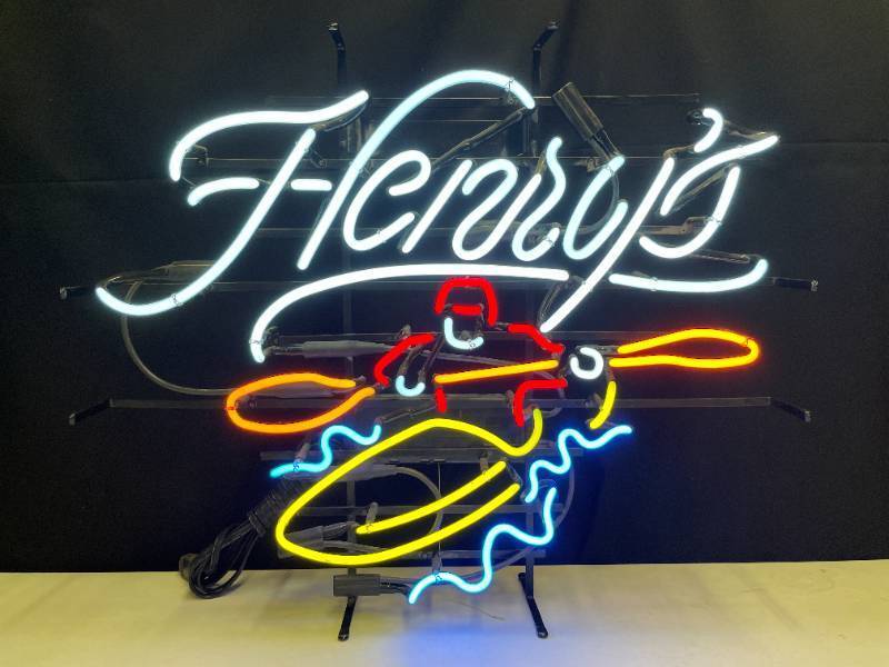 Henry's Kayak Sports Beer Neon Lamp Light Sign Hanging Nightlight JL 24