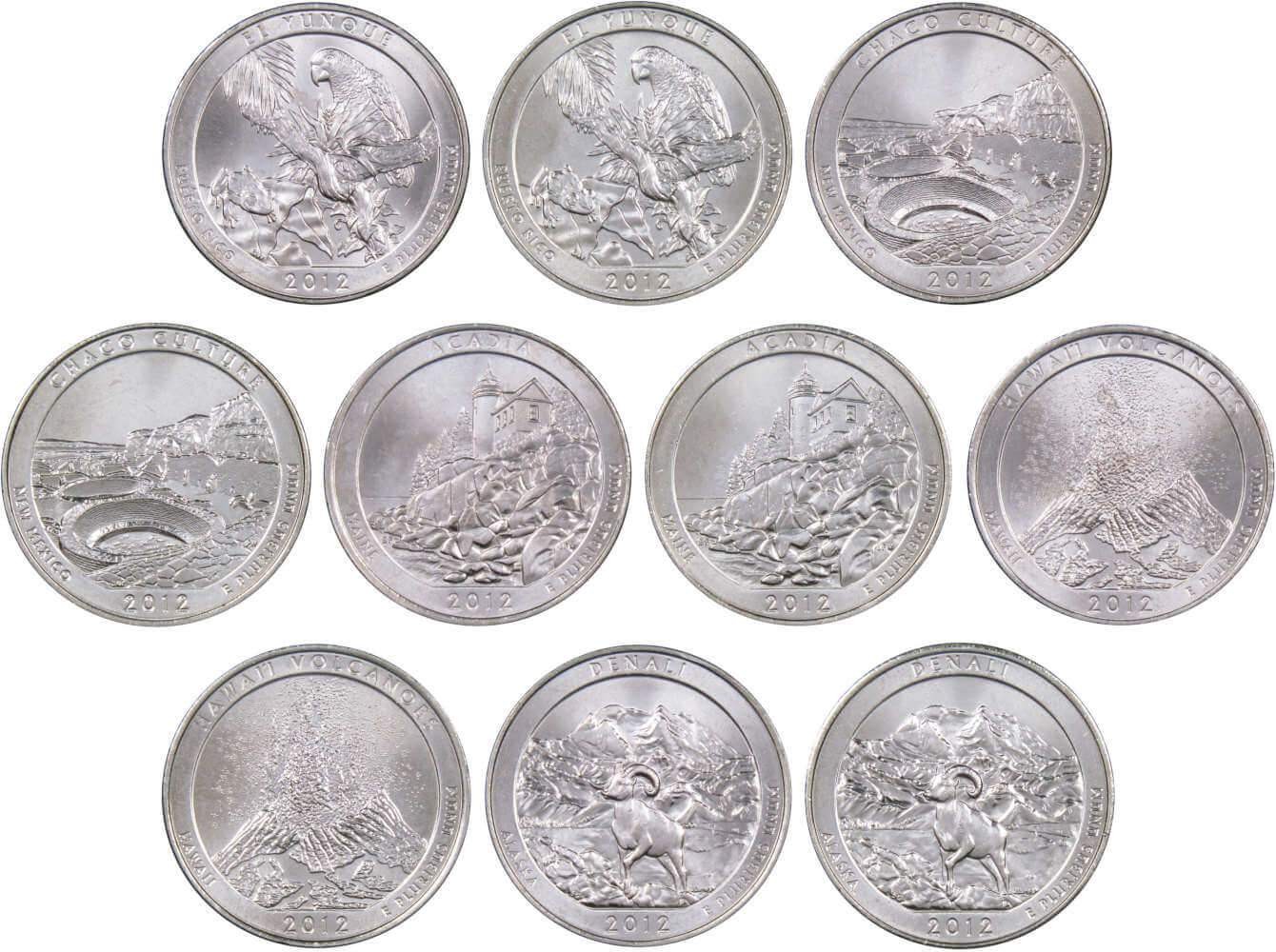 2012 P&D Quarter 10 Coin Set Clad Uncirculated Mint State