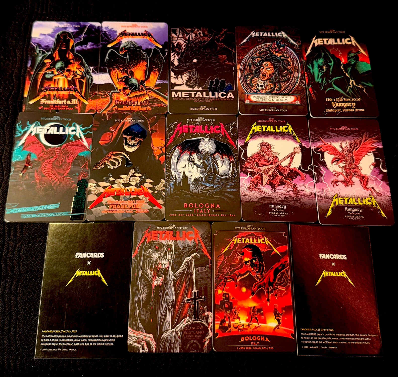 Metallica M72 European Tour Official Fan Cards bundle Metallica M72 European Tour Official Fan Cards bundle