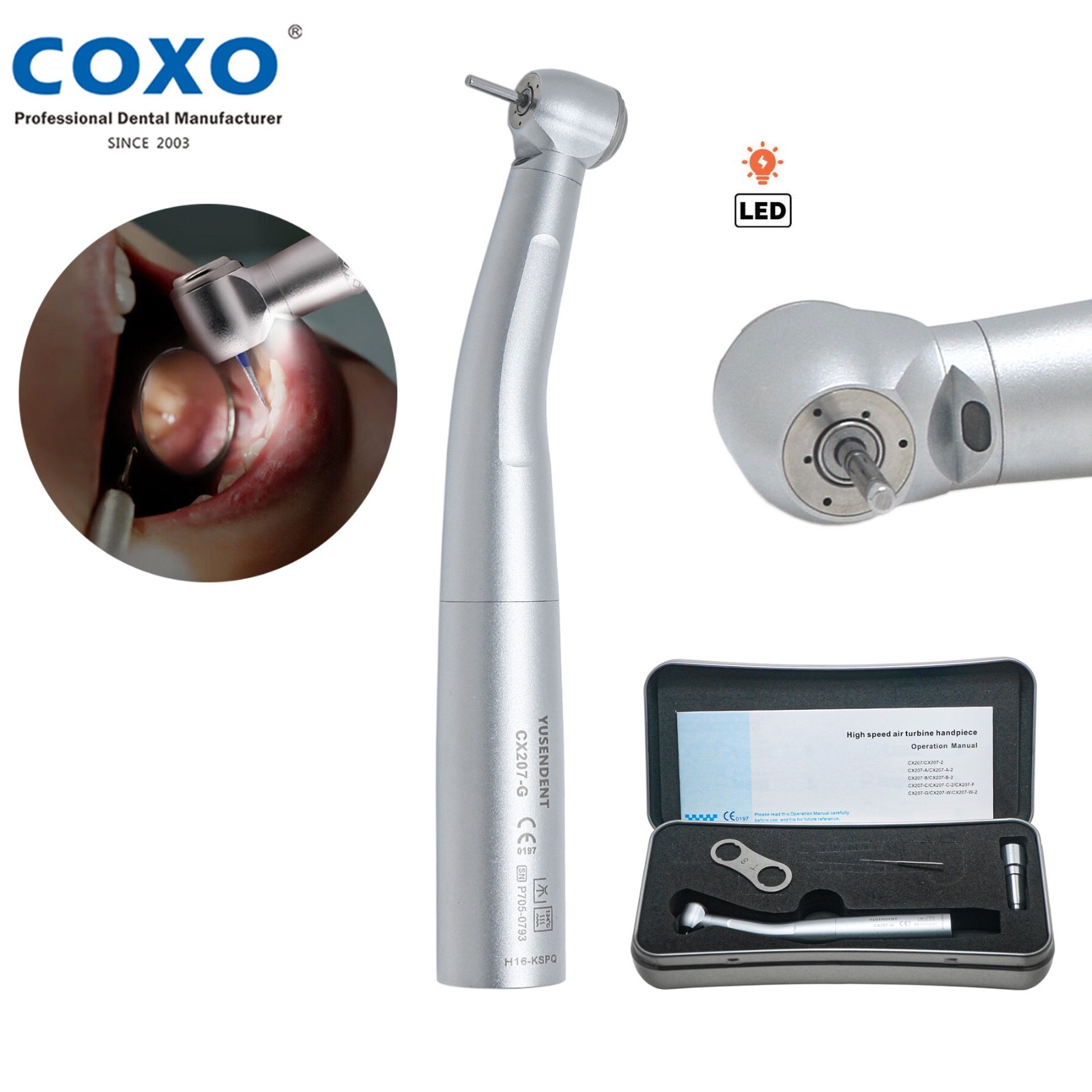 US COXO Dental Fiber Optic LED Air Turbine Handpiece KaVo Multiflex LED Coupler