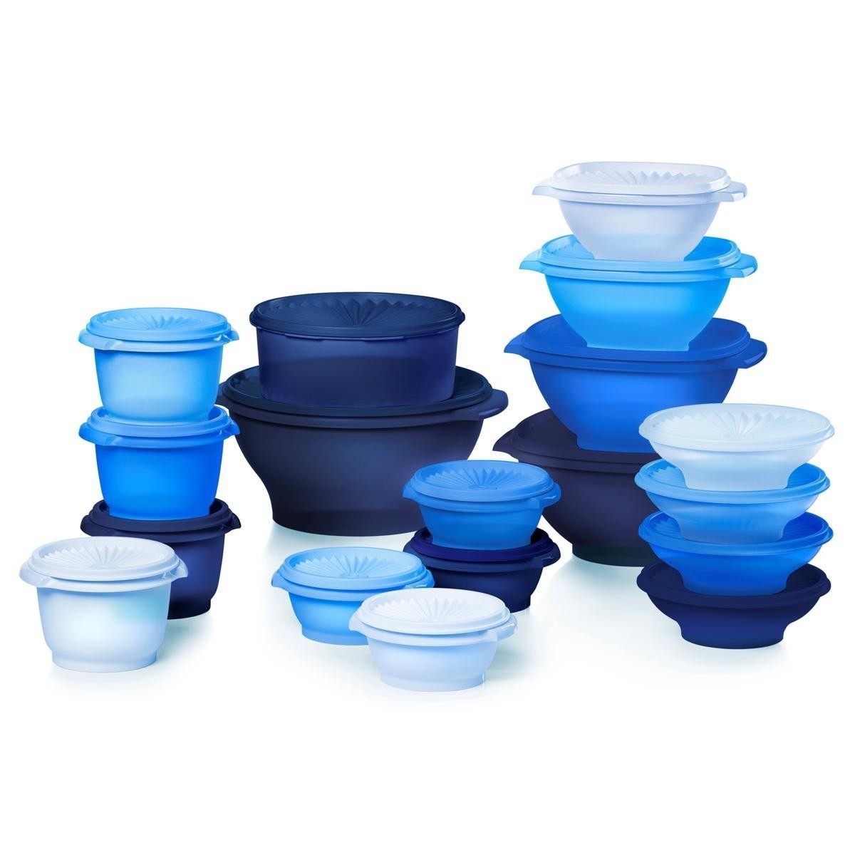 *Tupperware 36-piece Set Servalier Heritage Bowls Containers with Lids—Blue—NEW