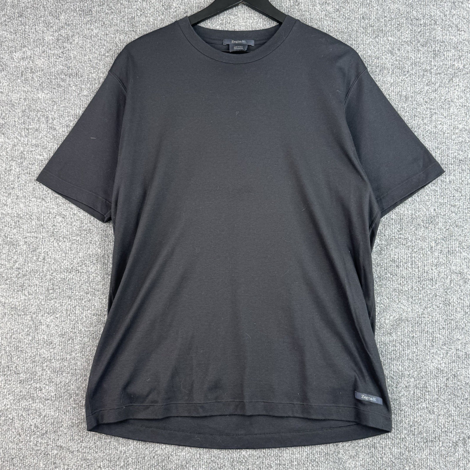 Zegna S Sport T-Shirt Mens L Black Made in Italy Cotton Luxury Short Sleeve