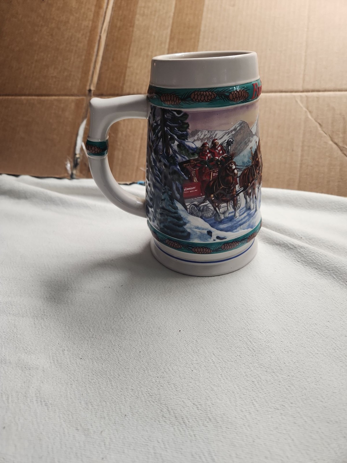 Vintage Budweiser Holiday Clydesdales Beer Stein Vintage Budweiser Holiday Clydesdales Beer Stein