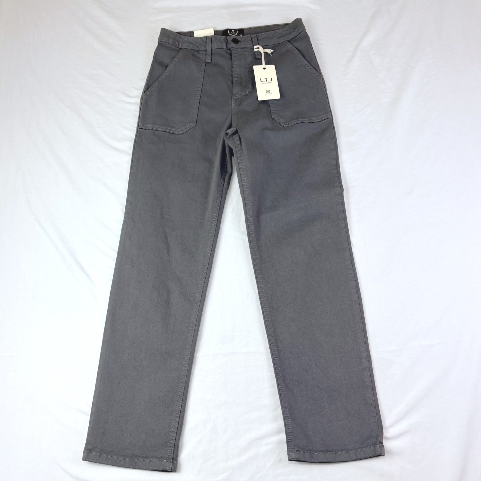L.T.J Letter to Juliet 26 Gray Utility Pants High Rise Straight Patch Pocket NWT