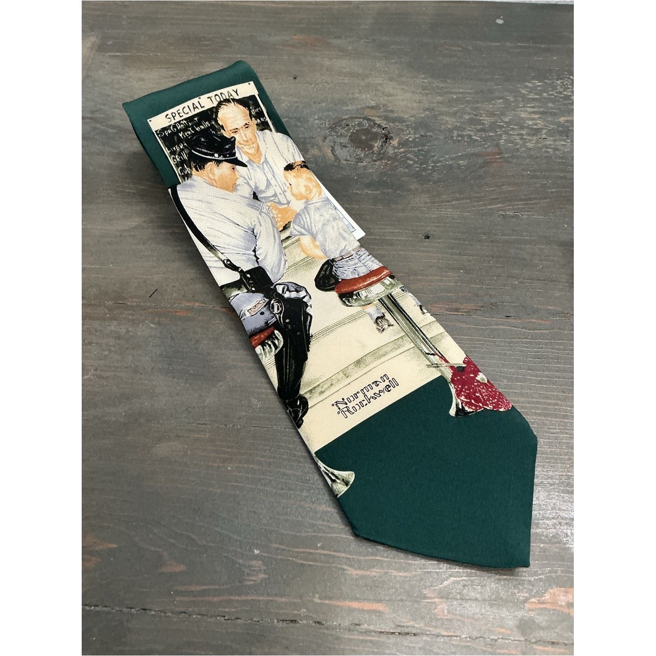 NWT Vintage 1993 Norman Rockwell \'The Runaway\' Silk Necktie