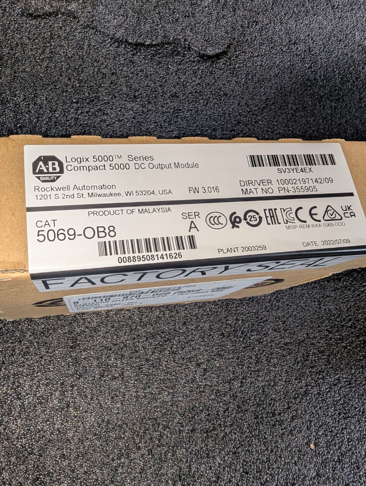 NEW SEALED Allen Bradley 5069-OB8 Ser A Compact 5000 DC Output Module 5069OB8 NEW SEALED Allen Bradley 5069-OB8 Ser A Compact 5000 DC Output Module 5069OB8