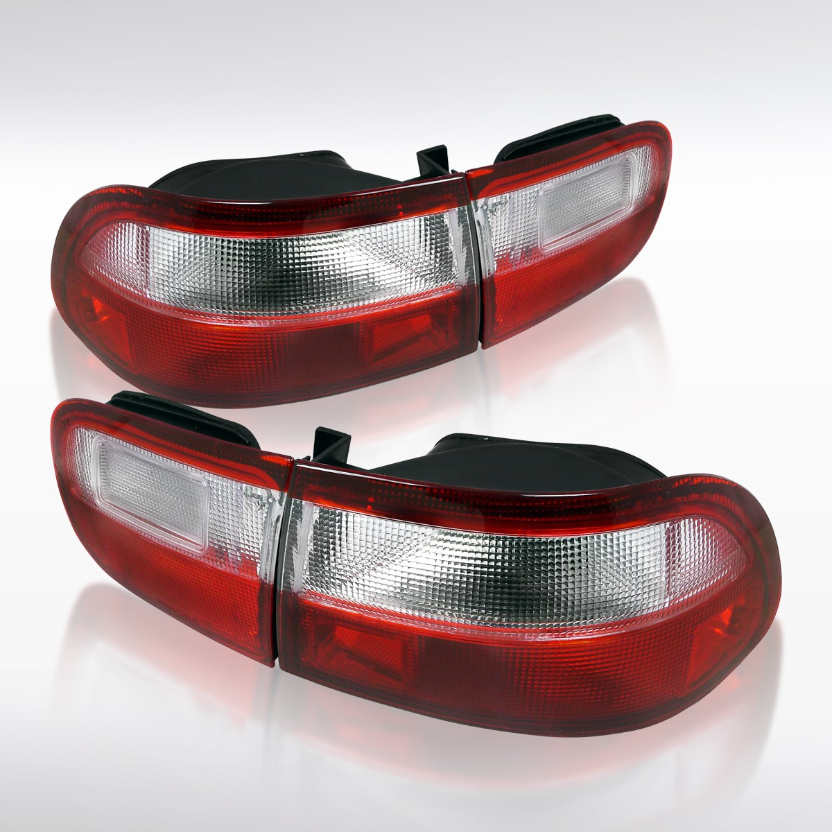 Fit 1992-1995 Honda Civic Coupe Sedan Red Clear Tail Lights Brake Lamps 92-95