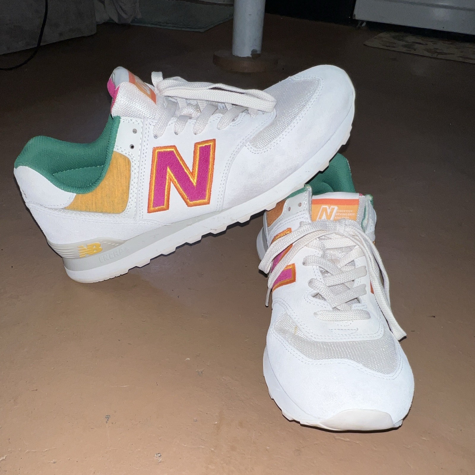 New Balance 574 Men’s Low Top Lace-Up Athletic Sneaker White Colorblock