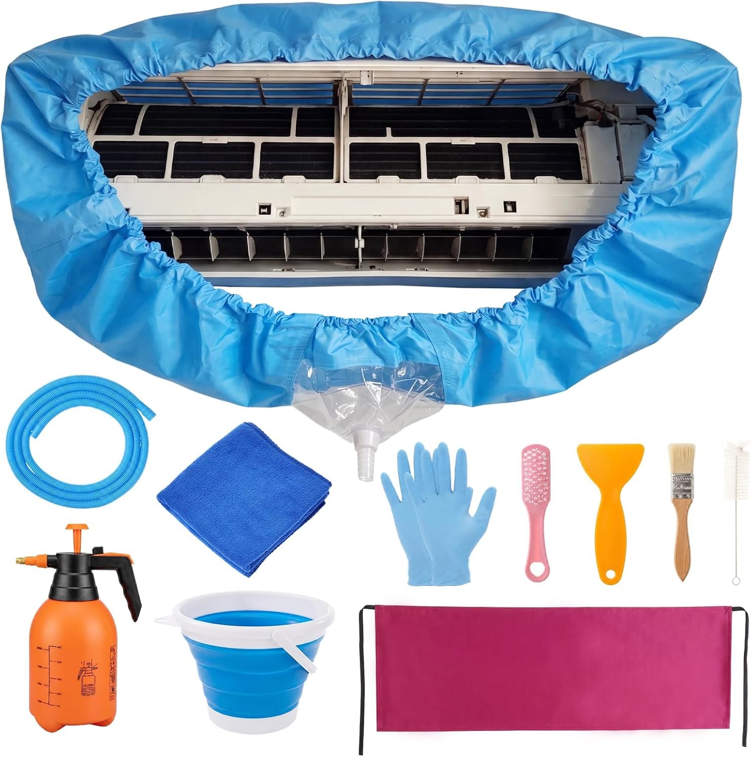 Gleom 11 PCS Mini Split Cleaning Kit with AC Cleaning Cover, 2L Sprayer, Brus...