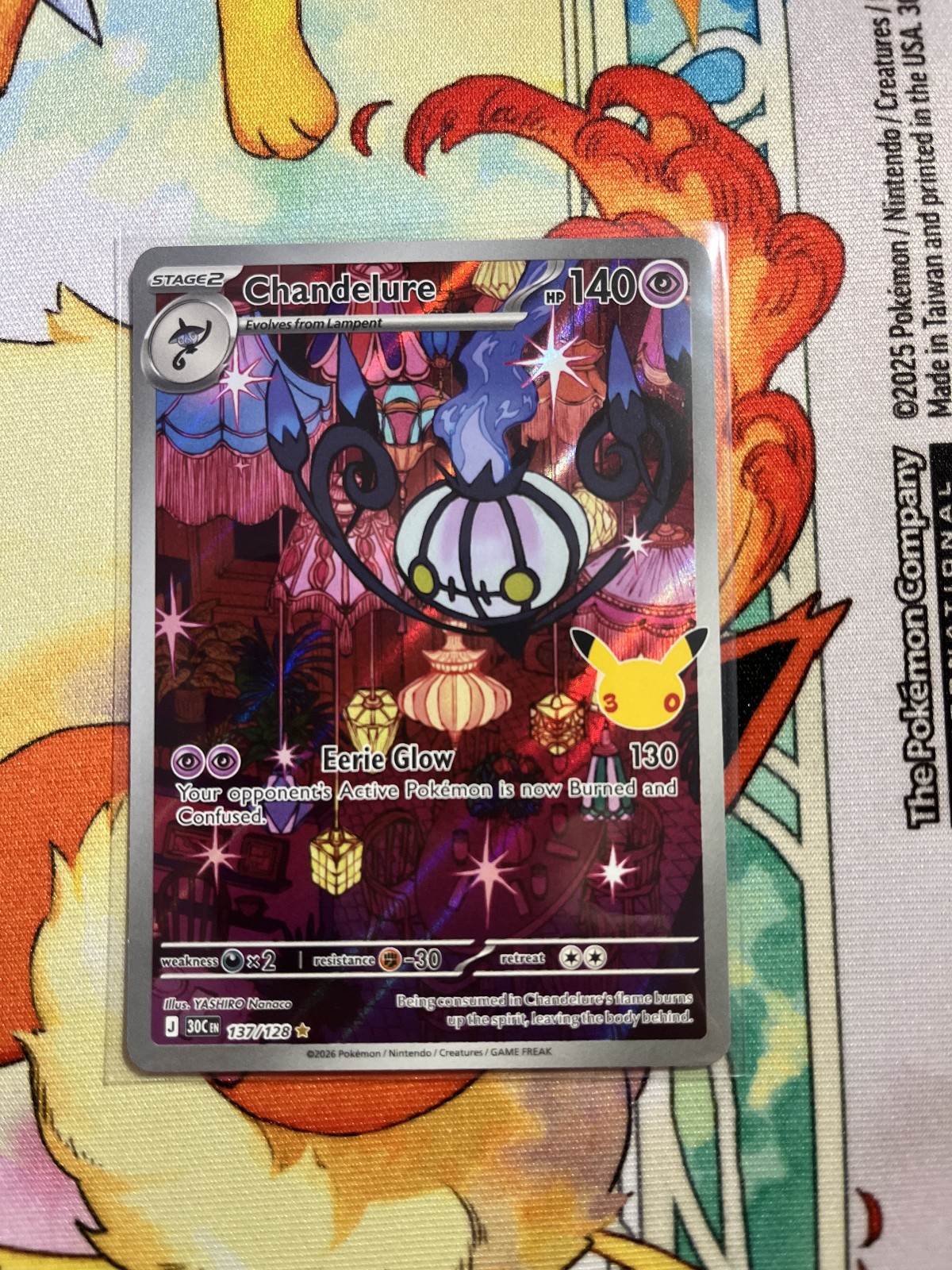Chandelure 137/128 Holo Full Art Illustration rare 30th Celebrations Pokemon TCG Chandelure 137/128 Holo Full Art Illustration rare 30th Celebrations Pokemon TCG