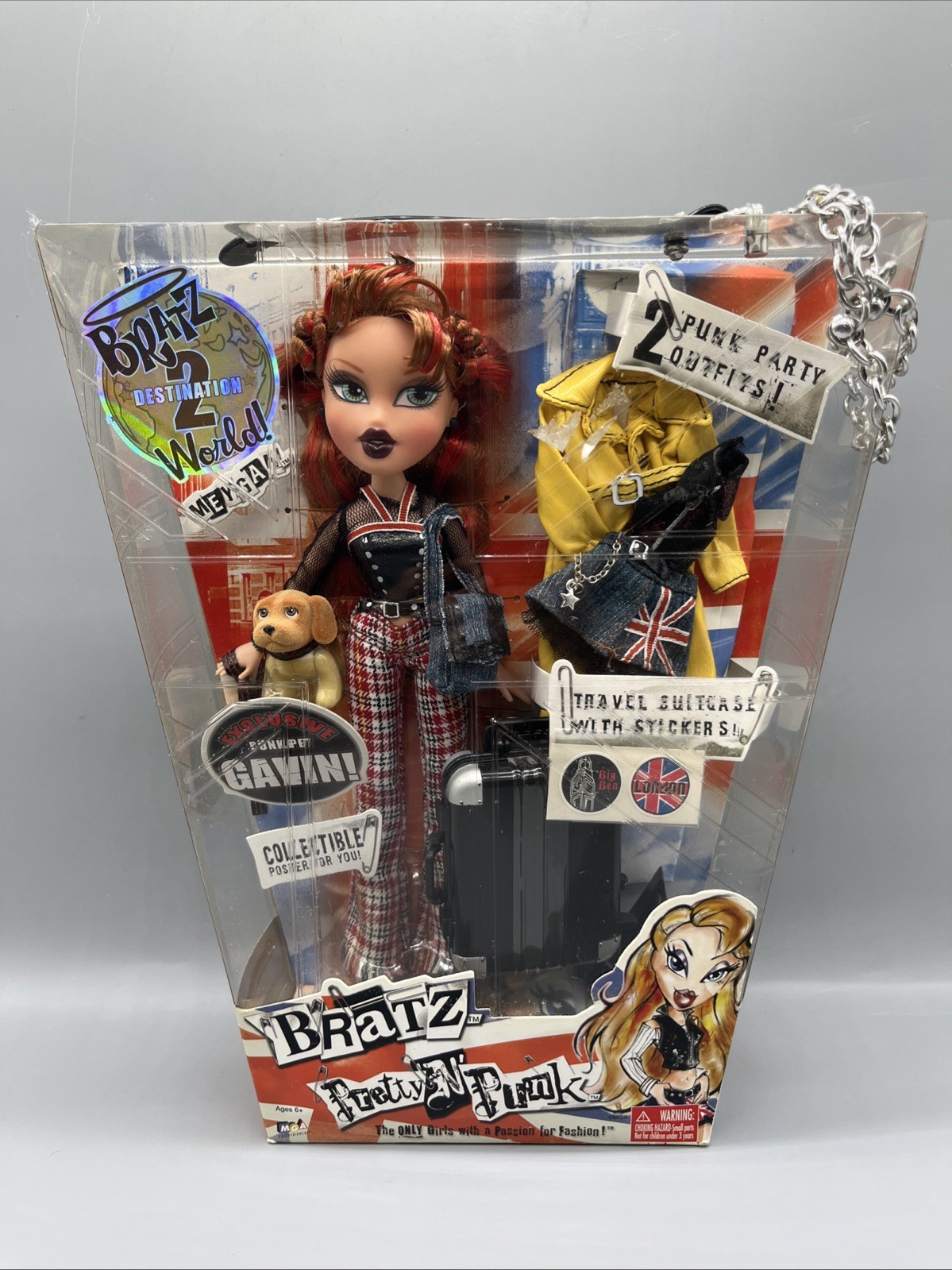 2005 MGA BRATZ WORLD DESTINATION 2 LONDON Pretty N\' Punk CLOE w/Pet GAVIN 2005 MGA BRATZ WORLD DESTINATION 2 LONDON Pretty N\' Punk CLOE w/Pet GAVIN