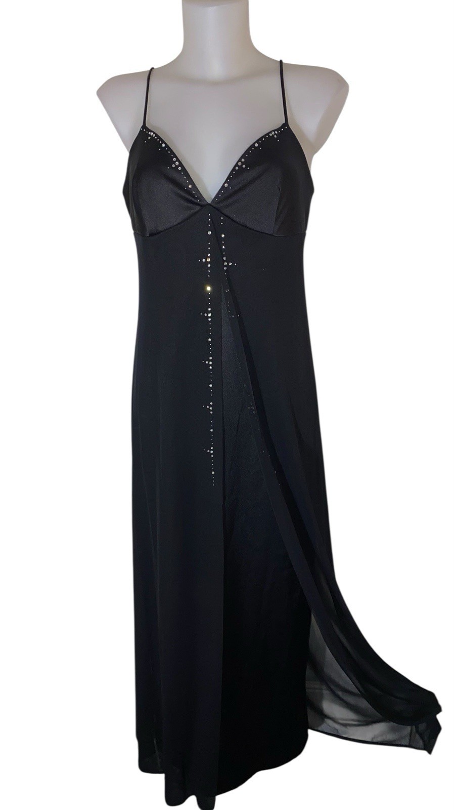 NWT Vtg Rampage Sz S/M Womens Black Beaded Maxi Dress Babydoll Fairy Whimsigoth