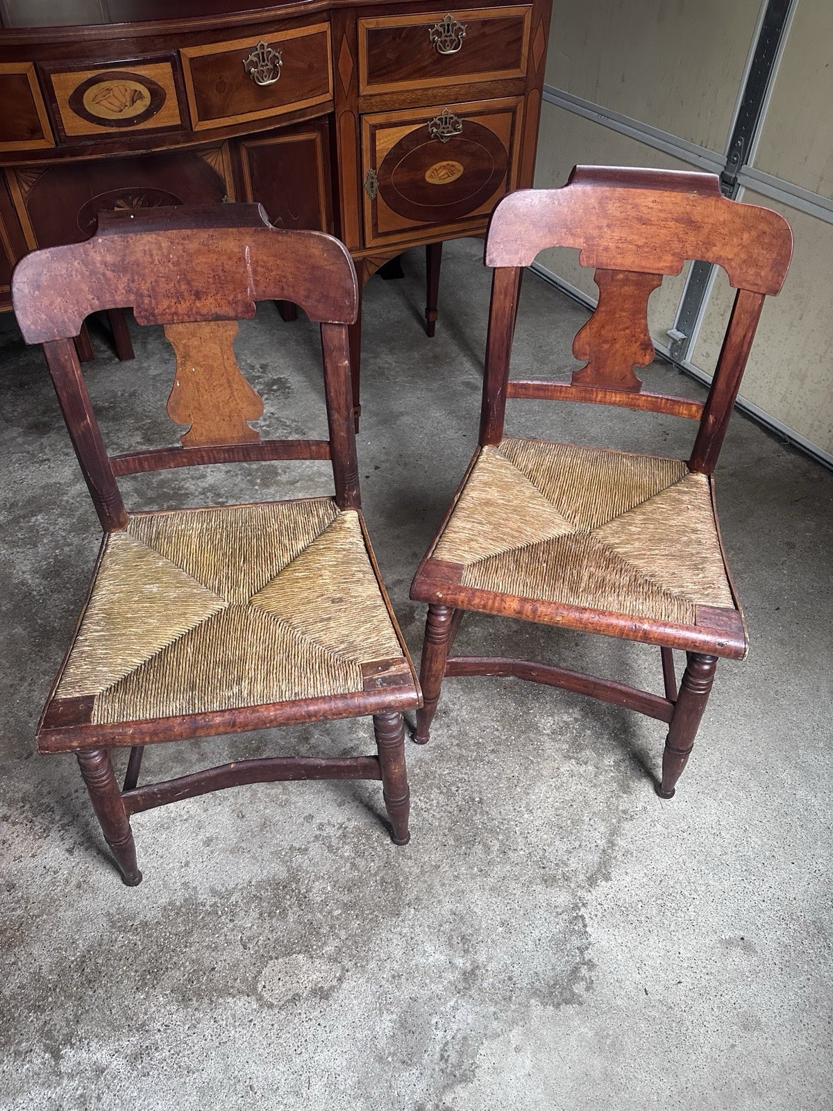 Set of 2 Antique 19th Century Federal Country Style Side Chairs Hitchcock Style Set of 2 Antique 19th Century Federal Country Style Side Chairs Hitchcock Style
