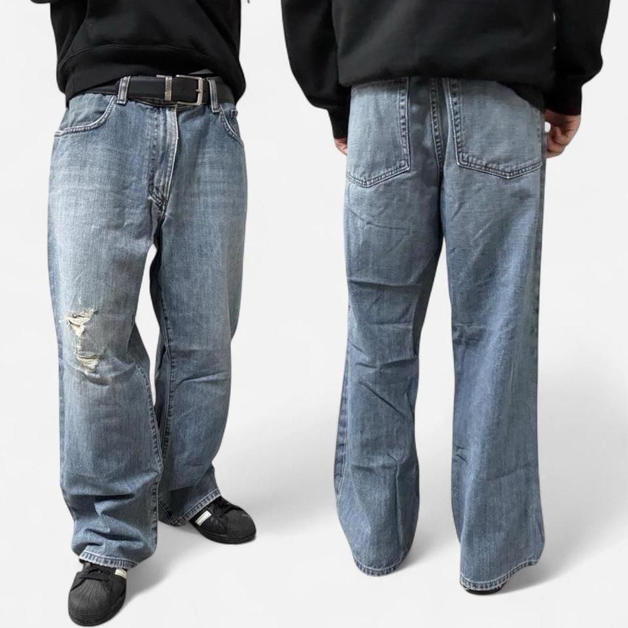Eddie Bauer Distressed Baggy Jeans W36 x L30 Blue Denim Y2K Eddie Bauer Distressed Baggy Jeans W36 x L30 Blue Denim Y2K