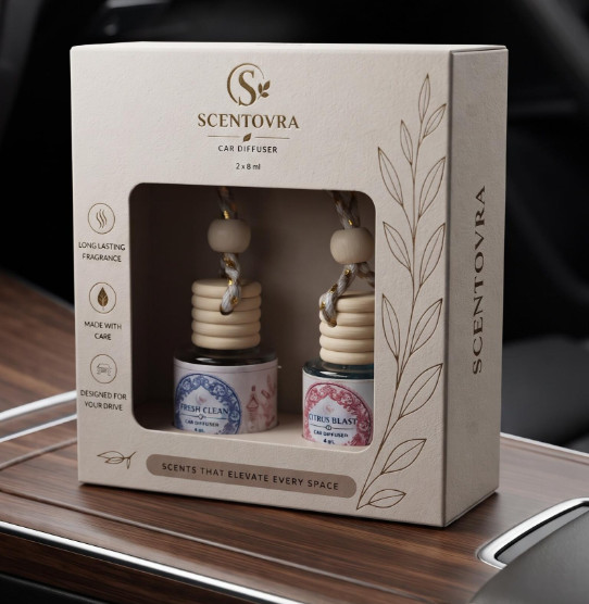 Scentovra Car Diffuser Set, 2 x 8ML Fragrance Bottles, Fresh Scents (16ML Total)