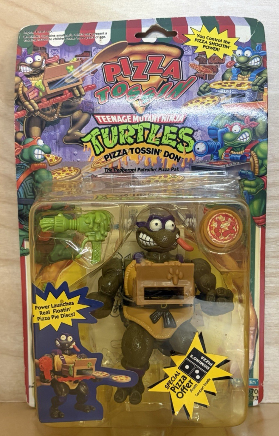 1994 Teenage Mutant Ninja Turtle Pizza Tossin\' Donatello Green Weapon TMNT