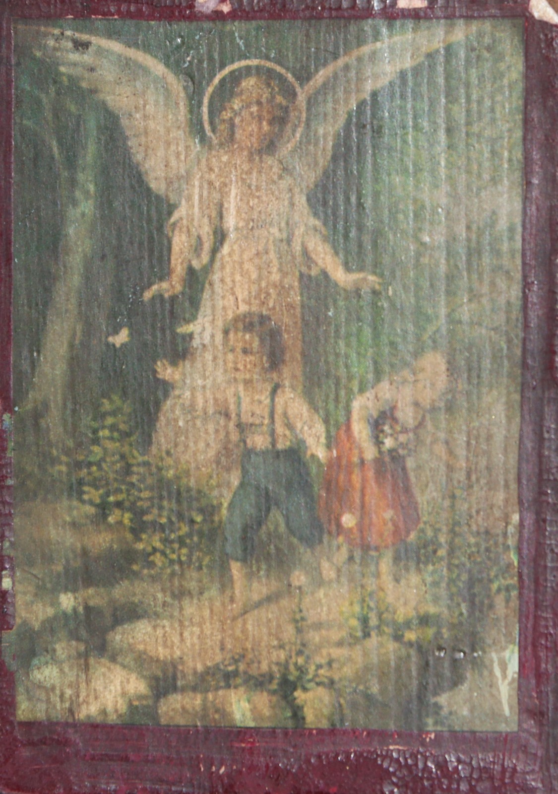 Antique Holy icon Guardian angel Antique Holy icon Guardian angel