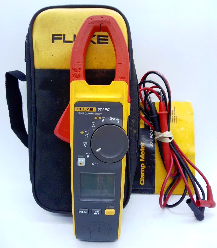 FLUKE 374 FC True RMS TRMS Clamp Multi-Meter w/ Leads Bag Manual (EC2043483)