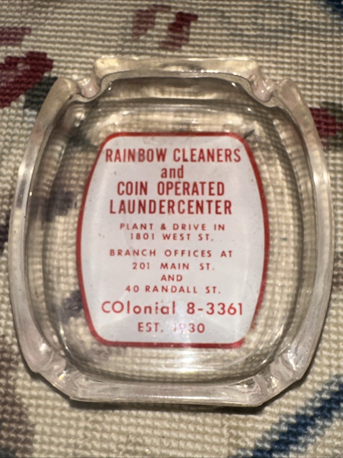 Vintage Rainbow, Cleaners, And Coin Operated Launder Center Advertising Ashtray Vintage Rainbow, Cleaners, And Coin Operated Launder Center Advertising Ashtray