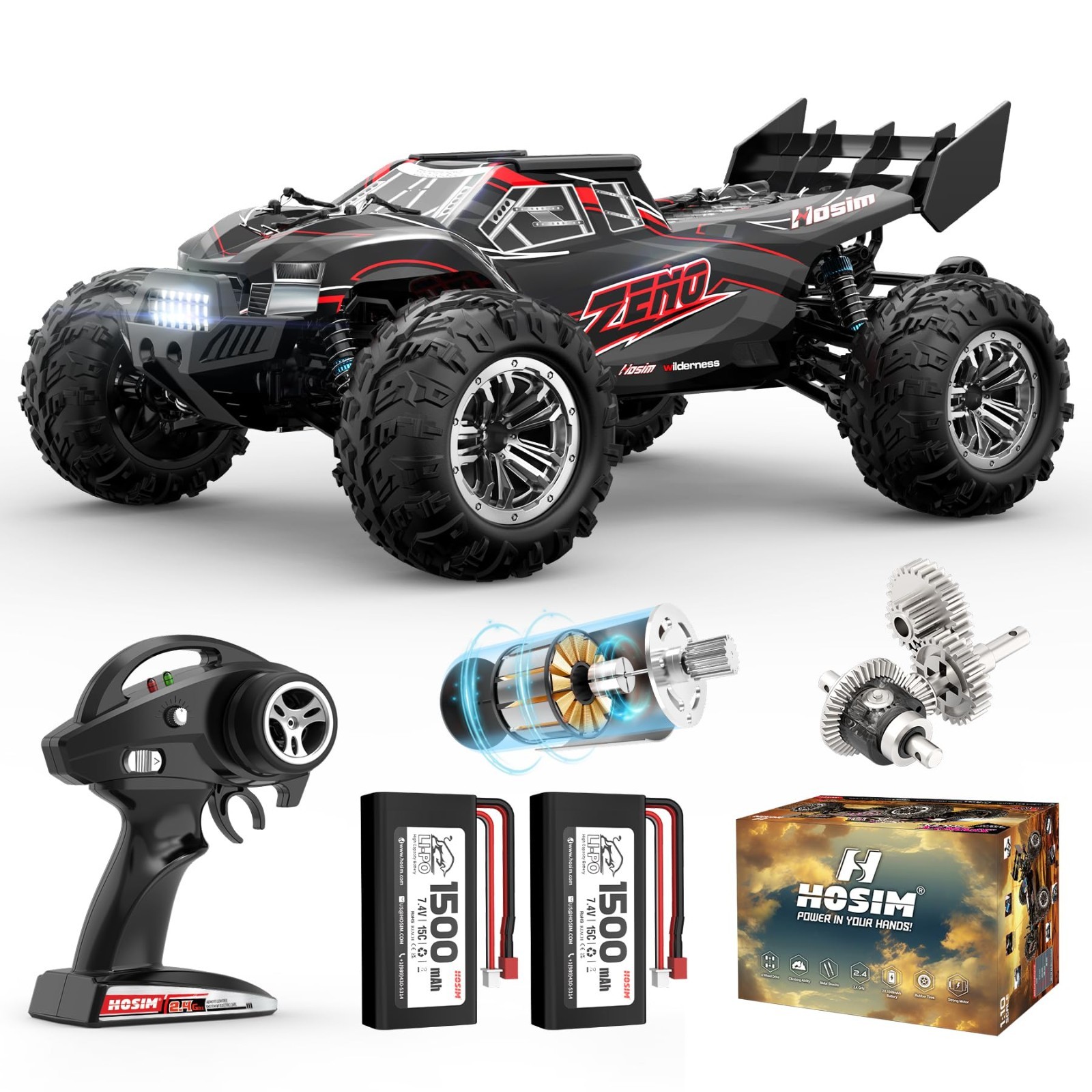Hosim 1/10 RC Cars for Adults 62+KMH, Brushless Remote Control Car Fast, 2S...