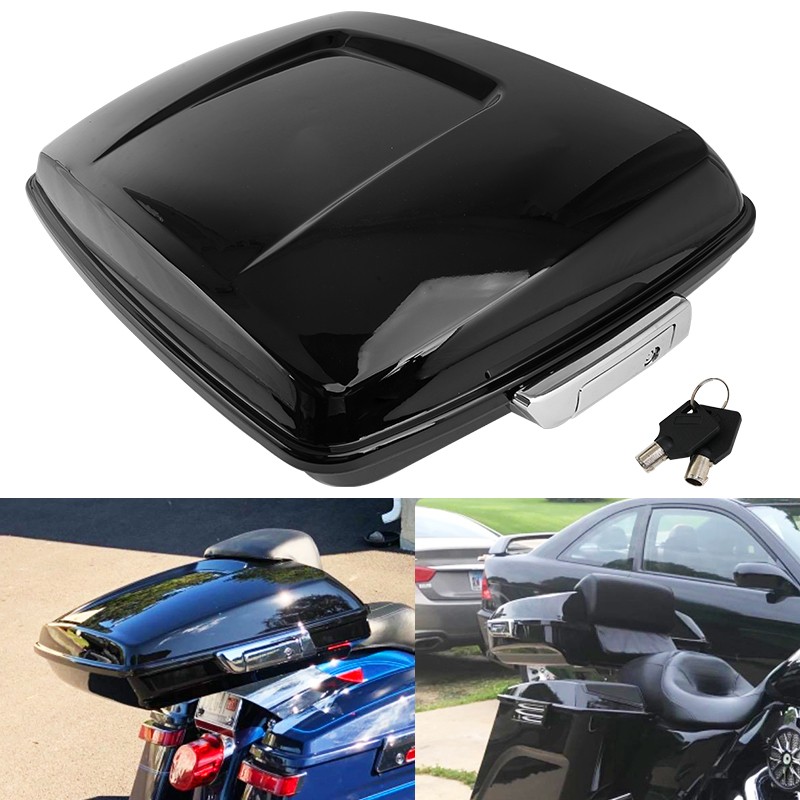 Vivid Black Chopped Razor Pack Trunk Tail Box For Harley Road King 1997-2020