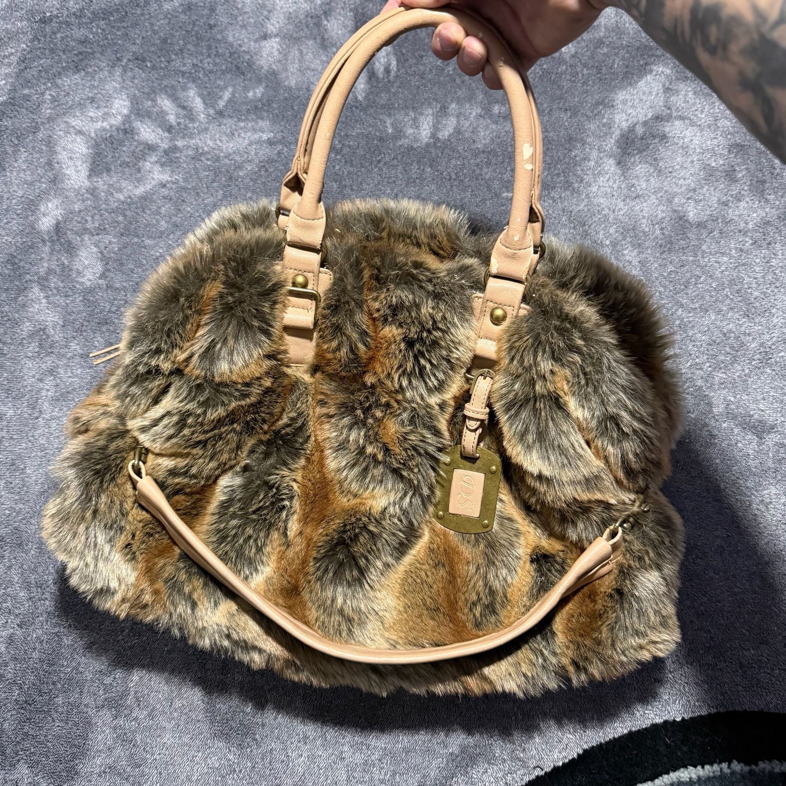 Donna Salyers\' Fabulous-Furs Faux Fur Patchwork Satchel Handbag