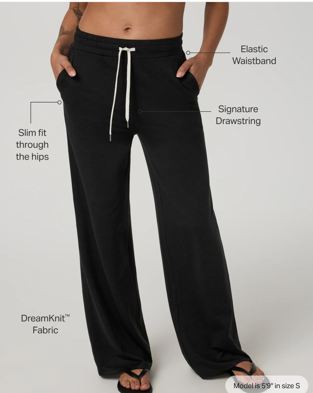 NWT Vuori Halo Essential Wideleg Pants Black Heather Women\'s M- never worn