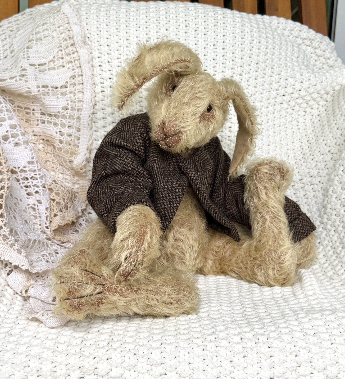 Vintage OOAK Lori Ann Baker Artist Teddy Bear Rabbit Bunny Mohair Signed 16” Vintage OOAK Lori Ann Baker Artist Teddy Bear Rabbit Bunny Mohair Signed 16”