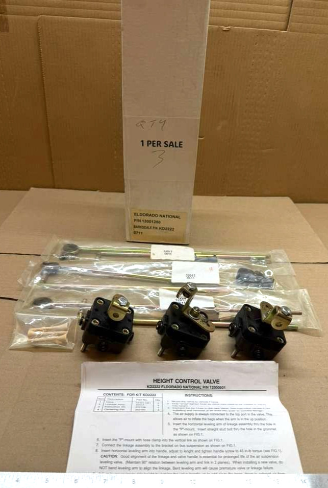Barksdale KD2222 Air Suspension Height Control Leveling Valve Kit Bus 52321 New