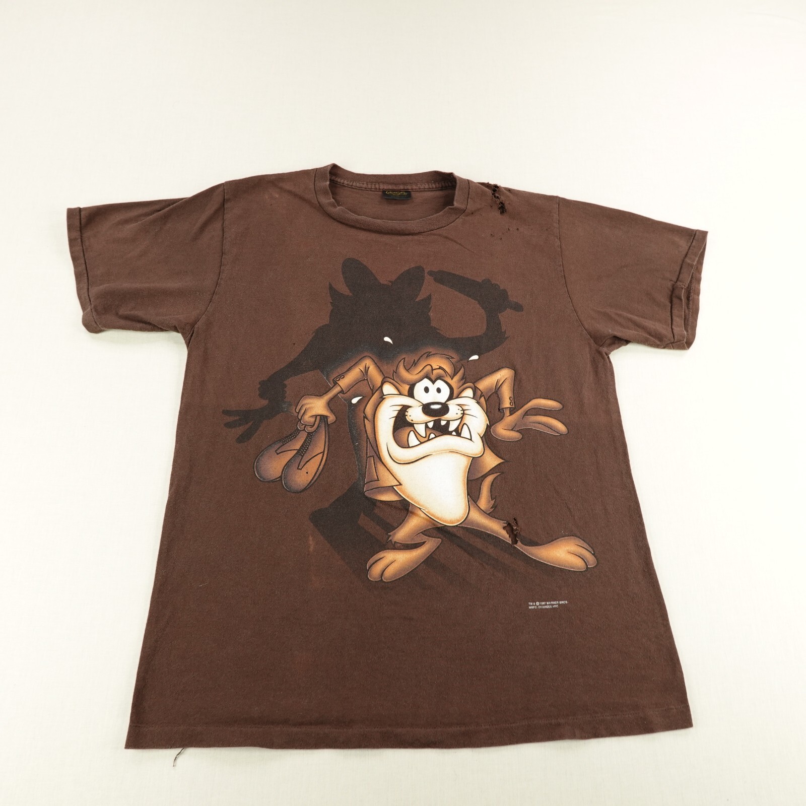 Vintage Looney Tunes Shirt Mens Large Brown Tasmanian Devil Taz Changes 1997 90s