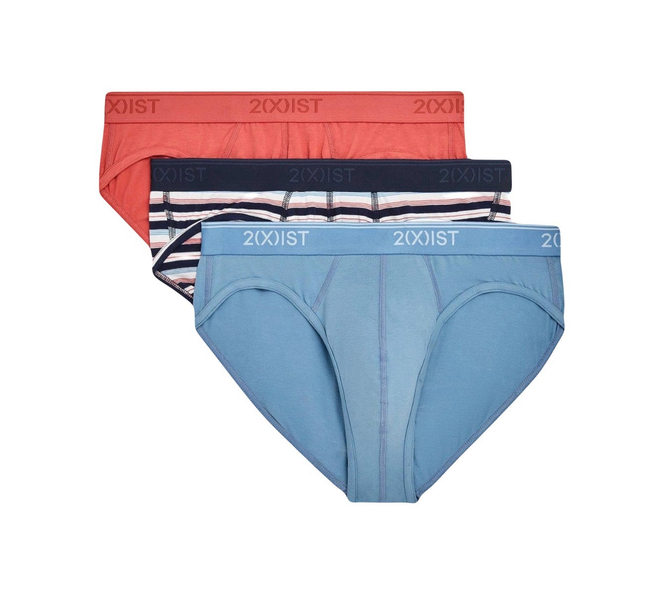 NWT 2(x)ist. 3 Pack. Breathable Stretch No Show Briefs. Red Striped. MSRP $39.00 NWT 2(x)ist. 3 Pack. Breathable Stretch No Show Briefs. Red Striped. MSRP $39.00