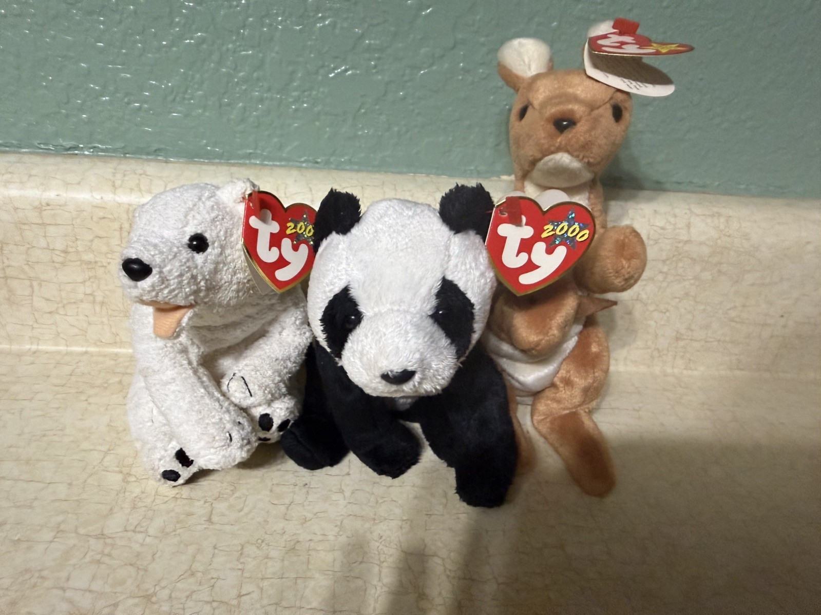 Ty Beanie Babies lot of 3 Aurora the Polar Bear pouch and china the panda