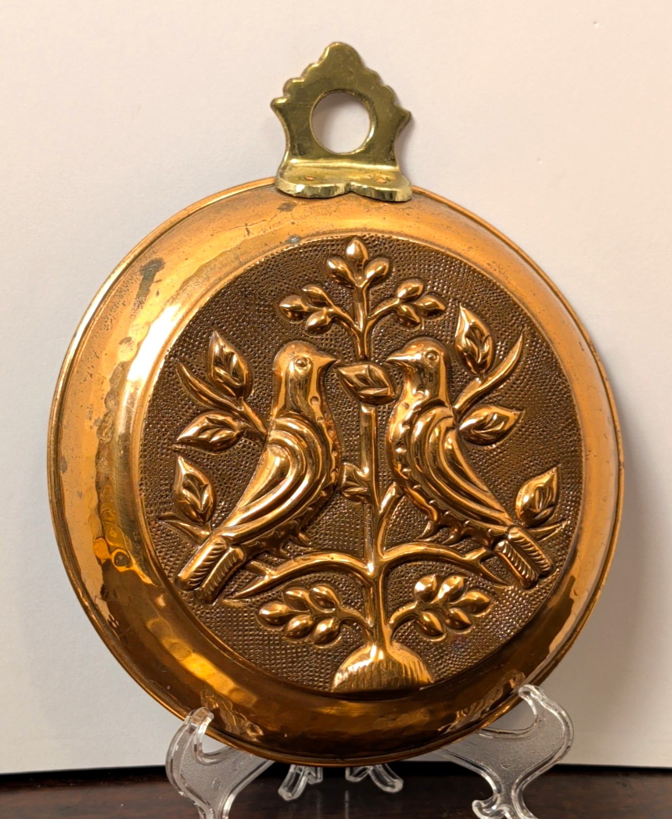 Vintage Original Copper Round Bird Chocolate/Candy Mold 6in Hanging Loop MPN 604
