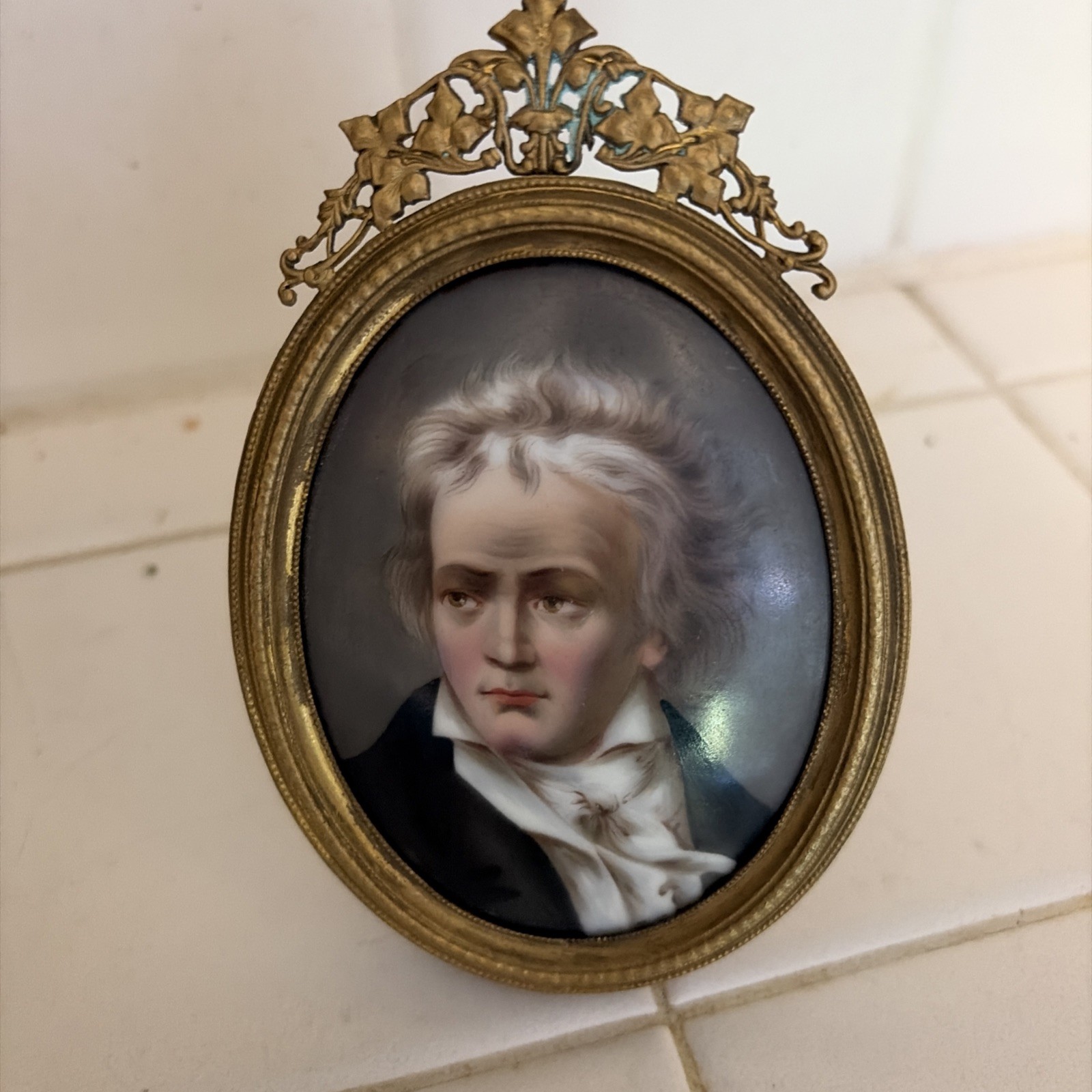 Antique Hand Painted Miniature Portrait Of A Man