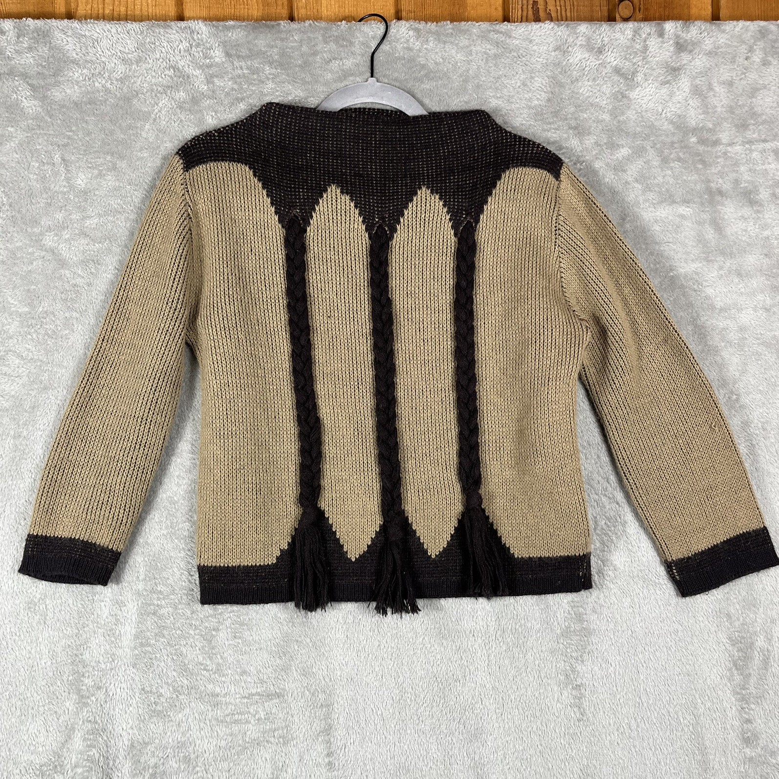 VTG 60s Luxurious Turbo Judyanna Sweater Womens S /M Two Tone Brown Mad Men