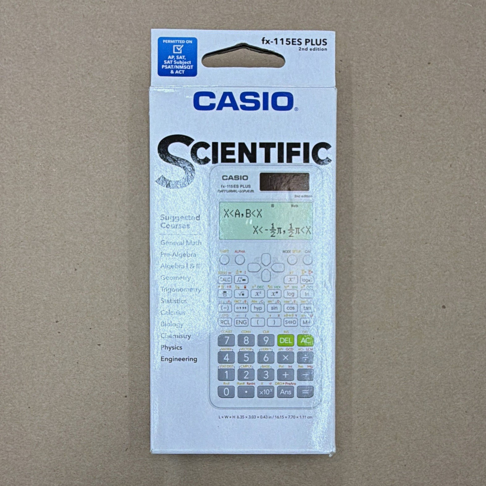 Casio fx-115ES PLUS 2nd Edition Scientific Calculator, LCD, Solar/Battery