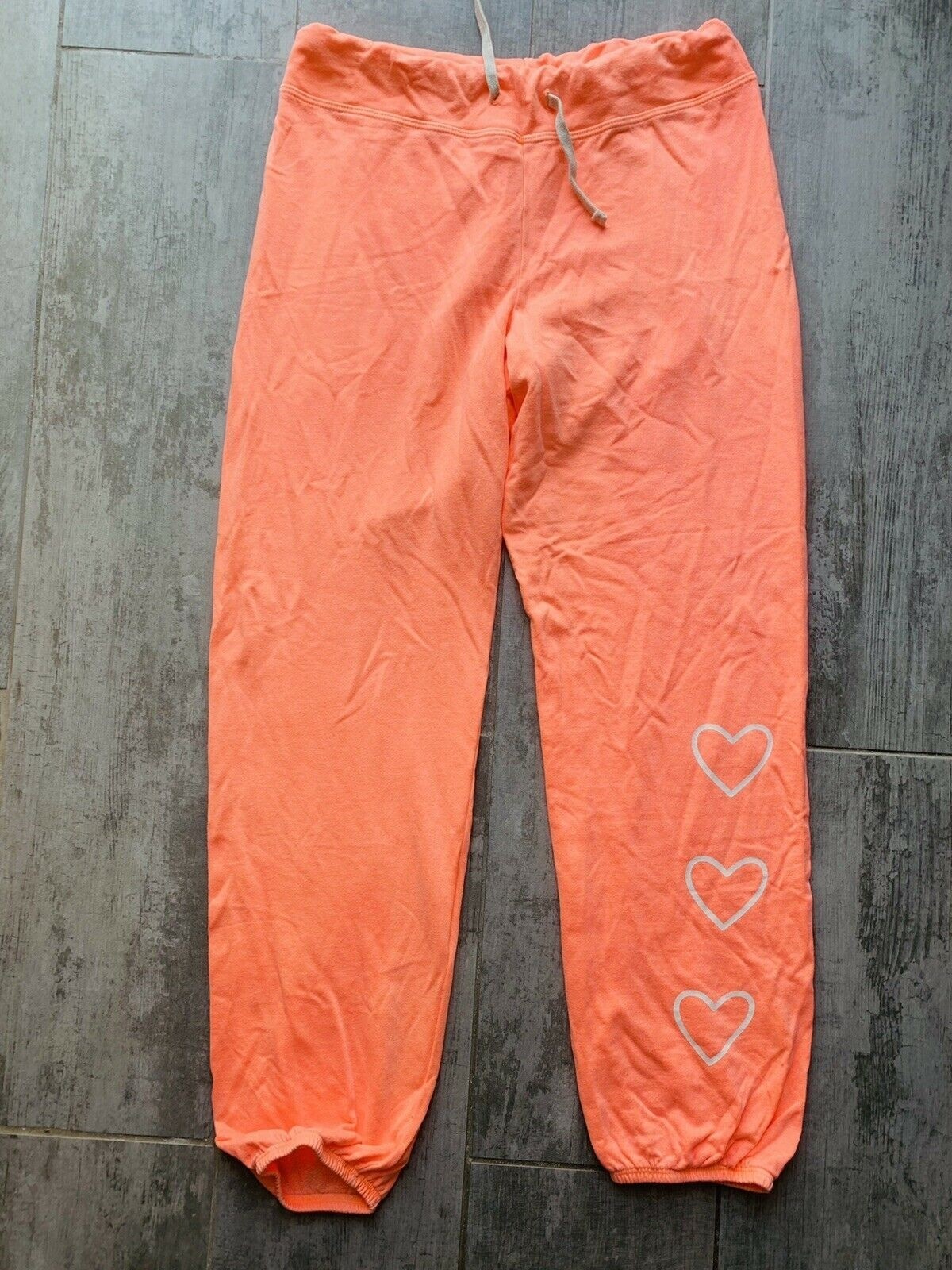 SUNDRY Neon Orange Heart Joggers Sweatpants Casual NEW Athleisure Lounge 2 M