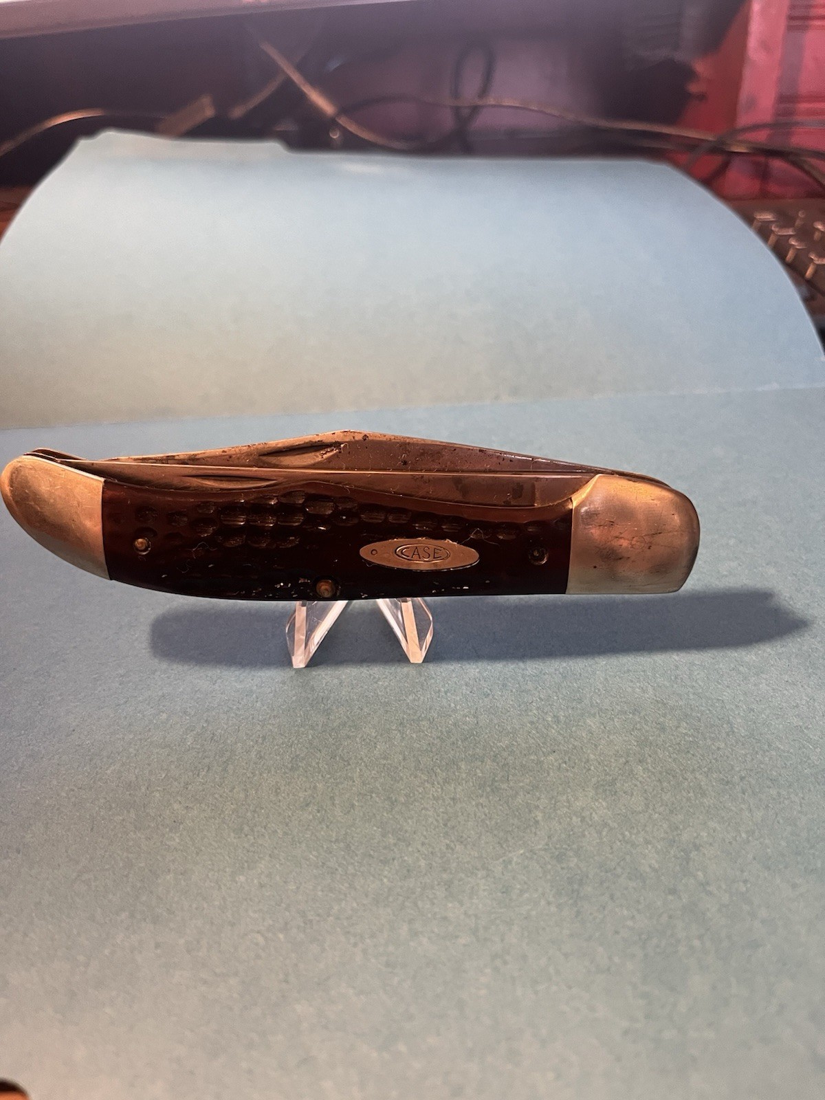 Vintage 1940-64 CASE XX 2 Blade 6265 SAB Hunter Pocket Knife Red Bone Handle