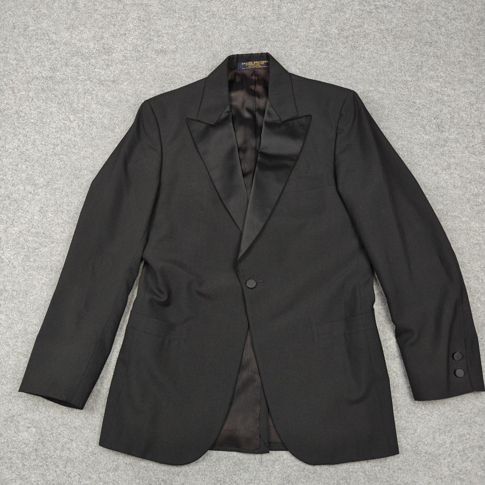 Vintage Brooks Brothers Tuxedo Jacket Mens Small Black Peak Lapel Formal USA