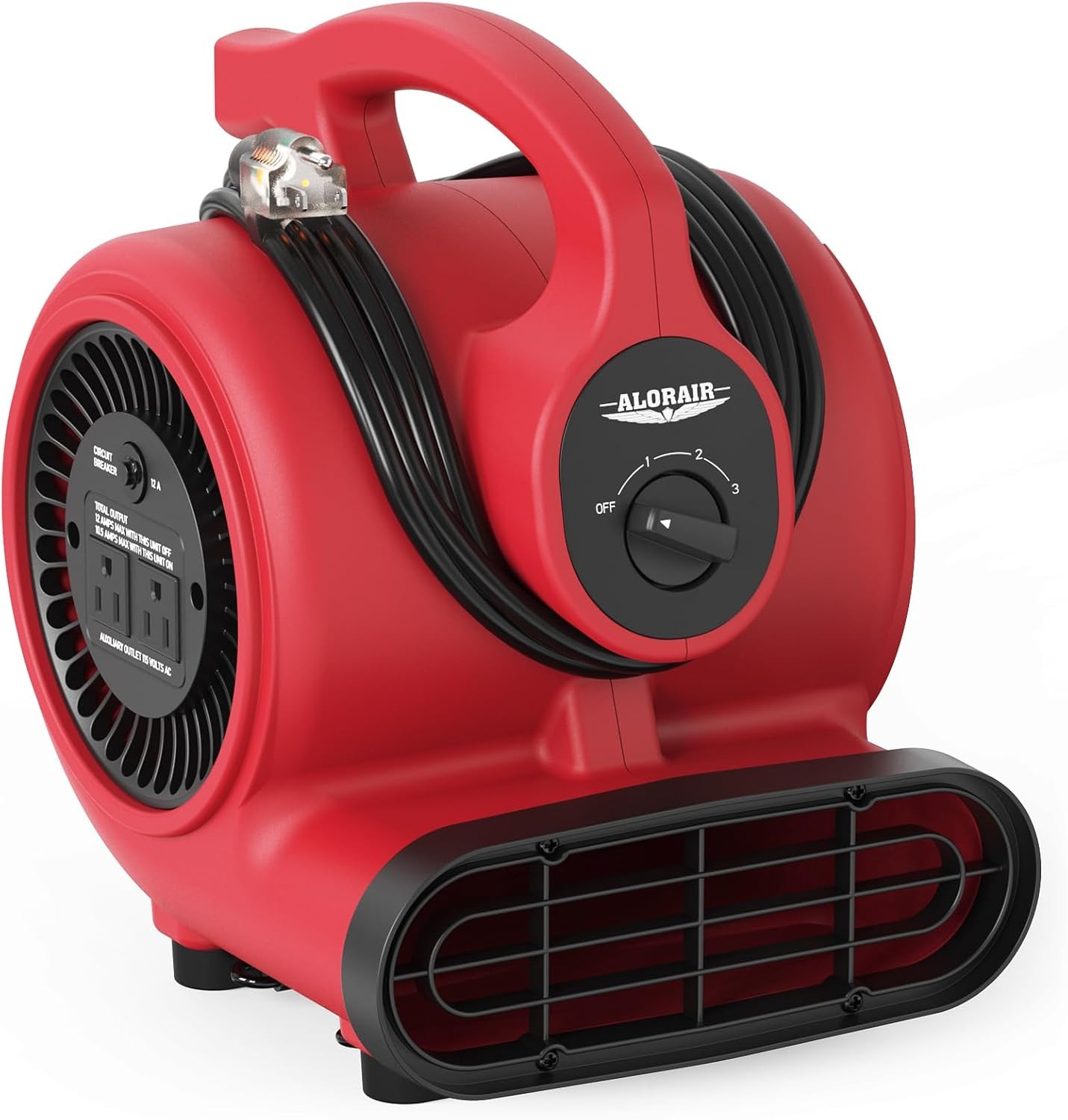AlorAir 600 CFM Air Mover with 3 Speeds 5 Angles for Floor Drying Blower Fan