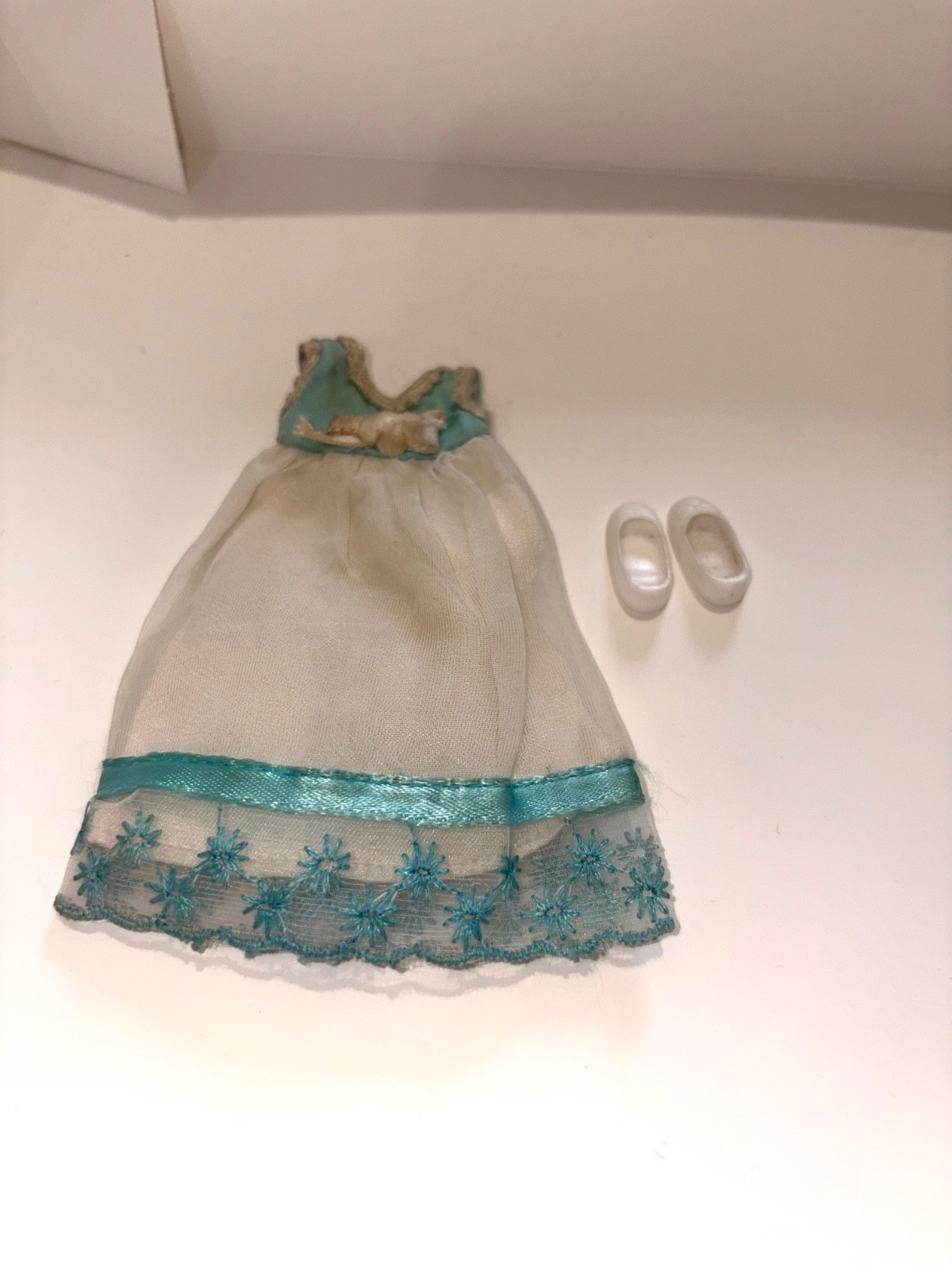 Vintage 1960s Mattel Tutti Doll Flower Girl Dress + Shoes #3615 Vintage 1960s Mattel Tutti Doll Flower Girl Dress + Shoes #3615